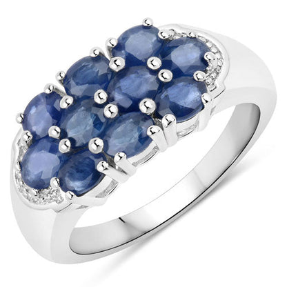 Anillo de plata de ley .925 con zafiro azul genuino de 2.00 quilates