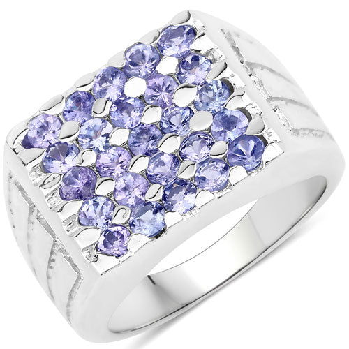 Anillo de plata de ley .925 con tanzanita auténtica de 1.75 quilates