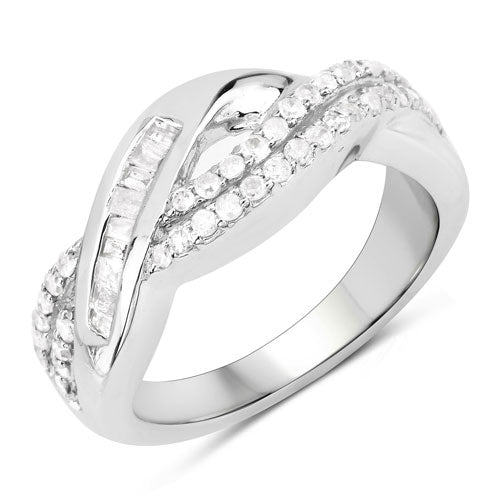 Anillo de plata de ley .925 con diamante blanco genuino de 0,47 quilates