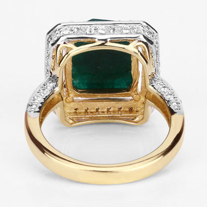 Anillo de plata de ley .925 con esmeralda teñida de 5.18 quilates y topacio blanco