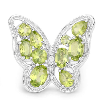Anillo de plata de ley .925 con peridoto y topacio blanco auténticos de 4.61 quilates