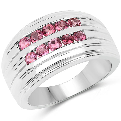 Anillo de Plata Fina .925 con Turmalina Rosa Genuina de 1.00 Quilate