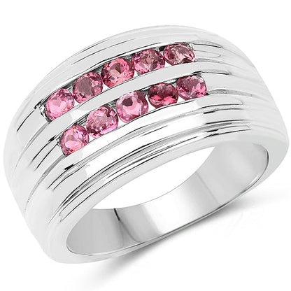 Anillo de Plata Fina .925 con Turmalina Rosa Genuina de 1.00 Quilate