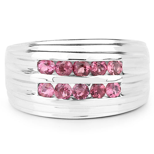 Anillo de Plata Fina .925 con Turmalina Rosa Genuina de 1.00 Quilate