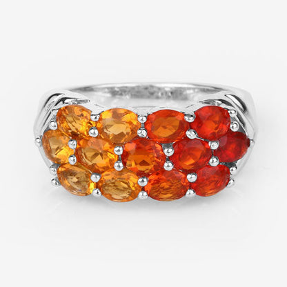 Anillo de plata esterlina .925 con ópalo de fuego genuino de 1.56 quilates