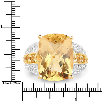 Anillo de plata de ley .925 con citrino genuino y topacio blanco de 8,44 quilates