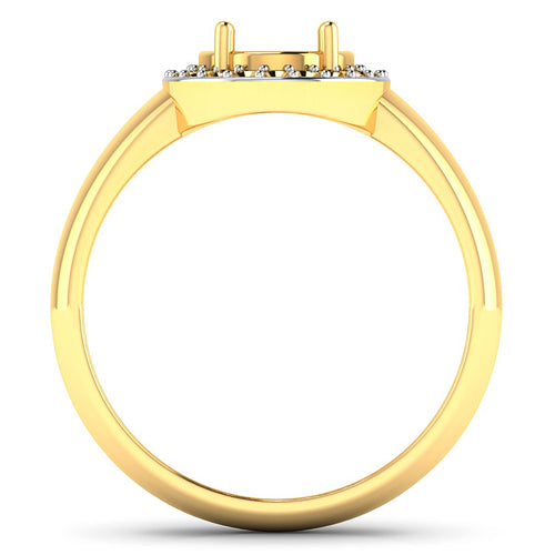 Anillo semi-montado de oro amarillo de 14K con diamante blanco genuino de 0,22 quilates - para gema ovalada de 9x7 mm