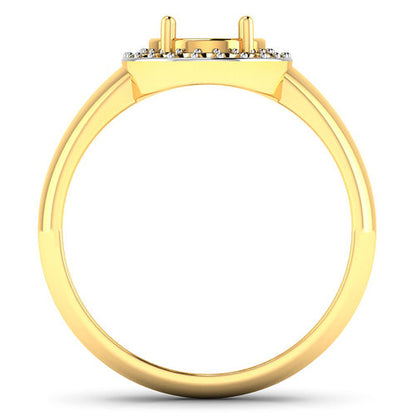 Anillo semi-montado de oro amarillo de 14K con diamante blanco genuino de 0,22 quilates - para gema ovalada de 9x7 mm