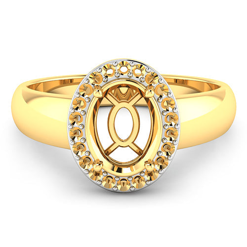 Anillo semi-montado de oro amarillo de 14K con diamante blanco genuino de 0,22 quilates - para gema ovalada de 9x7 mm