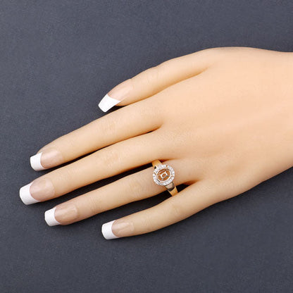 Anillo semi-montado de oro amarillo de 14K con diamante blanco genuino de 0,22 quilates - para gema ovalada de 9x7 mm