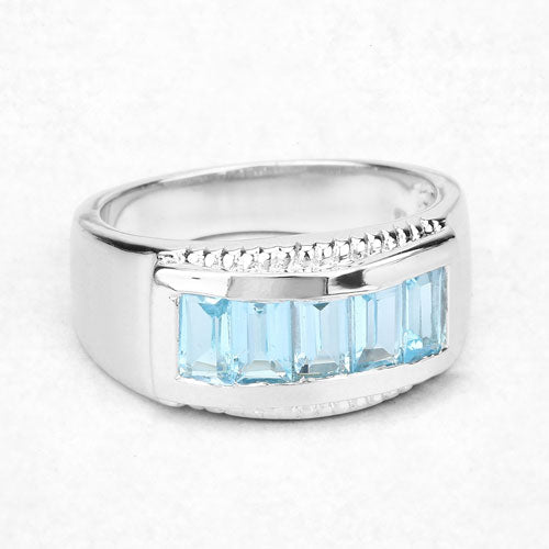 Anillo de plata de ley .925 con topacio azul genuino de 1.75 quilates