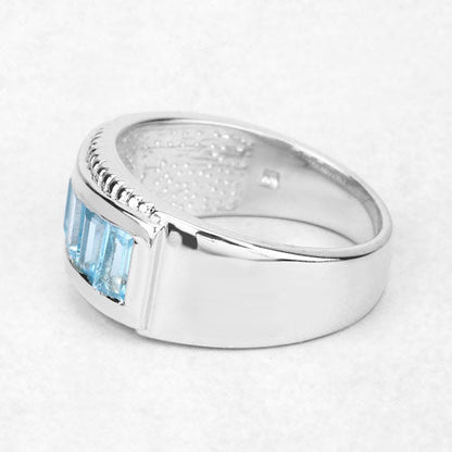Anillo de plata de ley .925 con topacio azul genuino de 1.75 quilates