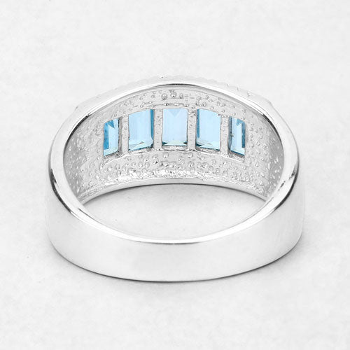 Anillo de plata de ley .925 con topacio azul genuino de 1.75 quilates