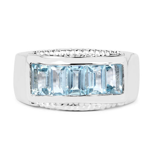 Anillo de plata de ley .925 con topacio azul genuino de 1.75 quilates