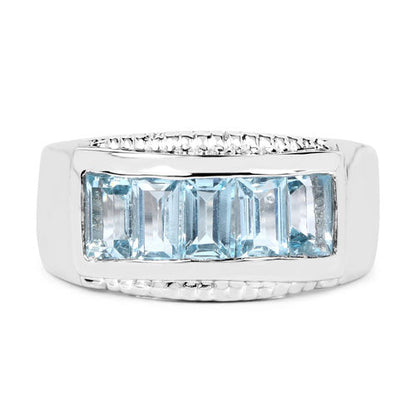 Anillo de plata de ley .925 con topacio azul genuino de 1.75 quilates