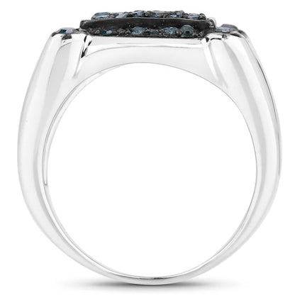 Anillo de plata de ley .925 con diamante azul auténtico de 0,81 quilates