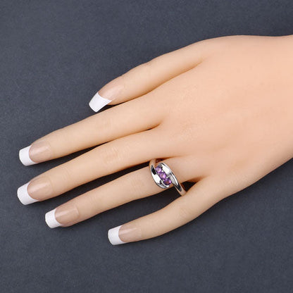 Anillo de plata de ley .925 con amatista genuina de 0,54 quilates
