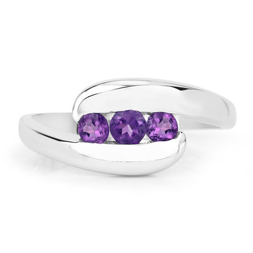 Anillo de plata de ley .925 con amatista genuina de 0,54 quilates