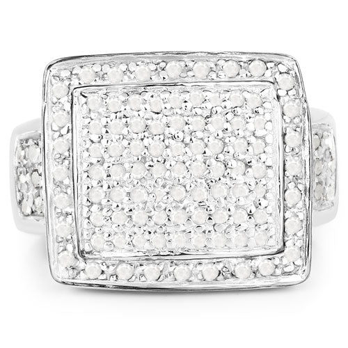 0.61 Carat Genuine White Diamond .925 Sterling Silver Ring