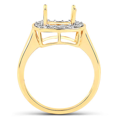 Anillo semimontado de oro amarillo de 14K con diamante blanco genuino de 0.48 quilates - para gema talla cojín de 8x8mm