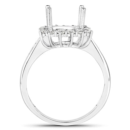Anillo Semimontado de Oro Blanco de 14K con Diamante Blanco Genuino de 0,58 Quilates - para Gema Redonda de 9,00mm