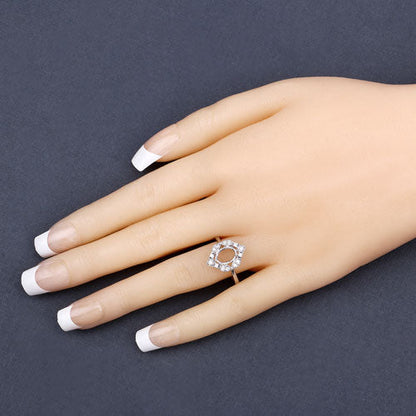 Anillo de oro blanco de 14 quilates con montura semipreciosa de diamante blanco auténtico de 0,20 quilates - con capacidad para gema ovalada de 8x6 mm