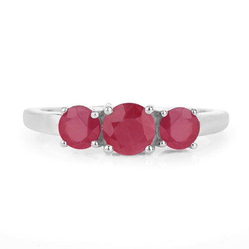 Anillo de oro blanco de 14K con rubí auténtico de 1,15 quilates