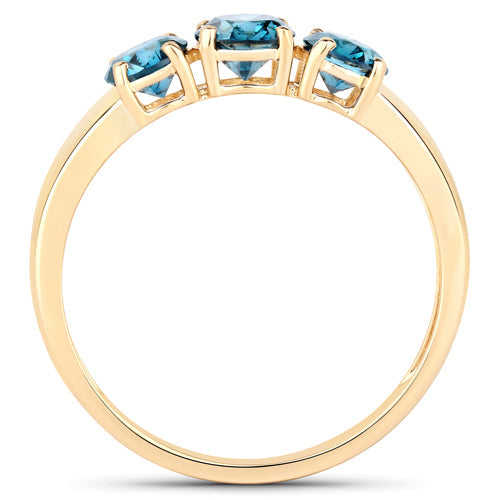 Anillo de Oro Amarillo de 14K con Diamante Azul Genuino de 1.03 Quilates