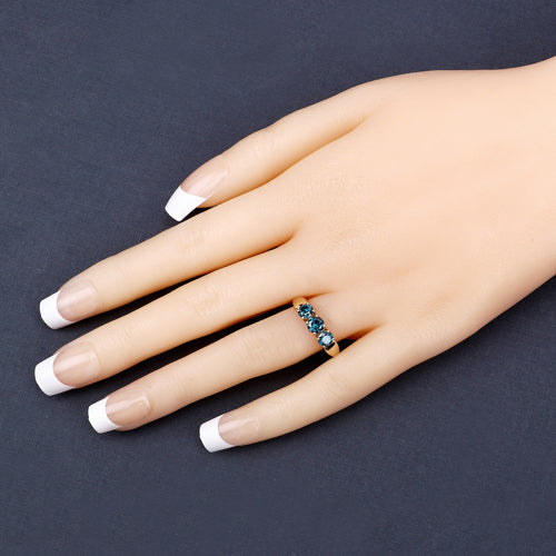 Anillo de Oro Amarillo de 14K con Diamante Azul Genuino de 1.03 Quilates