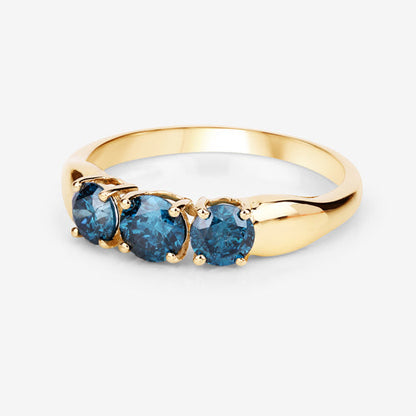 Anillo de Oro Amarillo de 14K con Diamante Azul Genuino de 1.03 Quilates