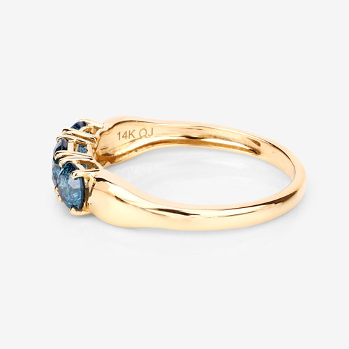 Anillo de Oro Amarillo de 14K con Diamante Azul Genuino de 1.03 Quilates