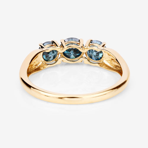 Anillo de Oro Amarillo de 14K con Diamante Azul Genuino de 1.03 Quilates