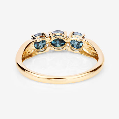 Anillo de Oro Amarillo de 14K con Diamante Azul Genuino de 1.03 Quilates