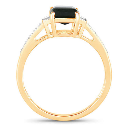 Anillo de oro amarillo de 14 quilates con turmalina verde genuina de 1,73 quilates y diamantes blancos