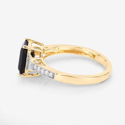 Anillo de oro amarillo de 14 quilates con turmalina verde genuina de 1,73 quilates y diamantes blancos
