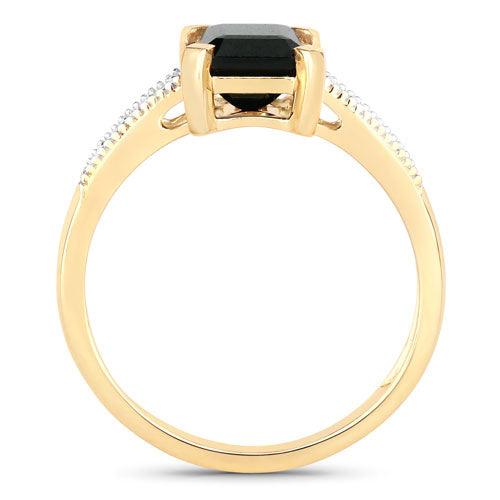 Anillo de oro amarillo de 14K con turmalina verde genuina de 1,91 quilates y diamante blanco
