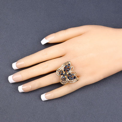 Anillo de plata de ley .925 con zafiro azul genuino de 2.86 quilates