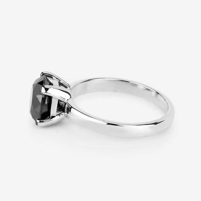 Anillo de oro blanco de 14K con diamante negro auténtico de 3.00 quilates