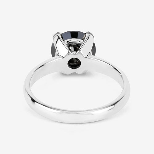 Anillo de oro blanco de 14K con diamante negro auténtico de 3.00 quilates