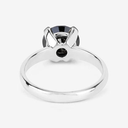 Anillo de oro blanco de 14K con diamante negro auténtico de 3.00 quilates