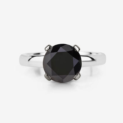 Anillo de oro blanco de 14K con diamante negro auténtico de 3.00 quilates