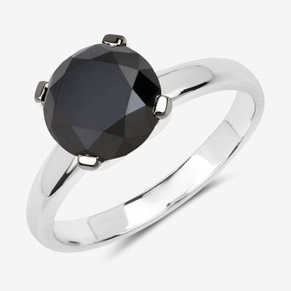 Anillo de oro blanco de 14K con diamante negro auténtico de 3.00 quilates
