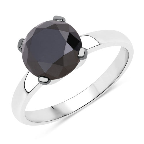 Anillo de oro blanco de 14K con diamante negro auténtico de 3.00 quilates