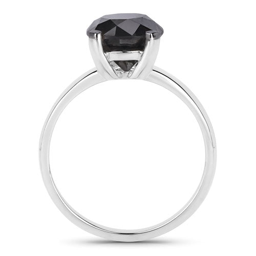 Anillo de oro blanco de 14K con diamante negro auténtico de 3.00 quilates
