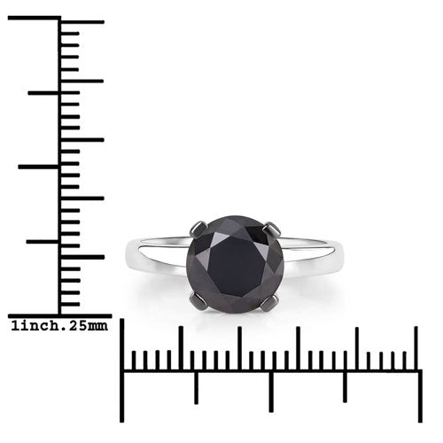 Anillo de oro blanco de 14K con diamante negro auténtico de 3.00 quilates