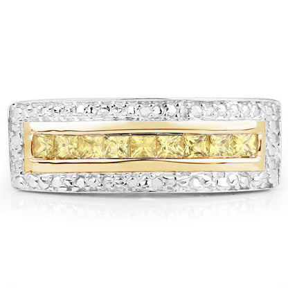 Anillo de Plata de Ley .925 con Zafiro Amarillo Genuino de 1.08 Quilates