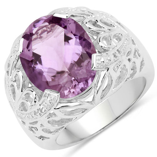 Anillo de plata de ley .925 con amatista genuina y topacio blanco de 8,24 quilates