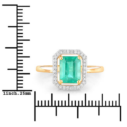 Anillo de oro amarillo de 14K con esmeralda etíope genuina de 1,62 quilates y diamantes blancos