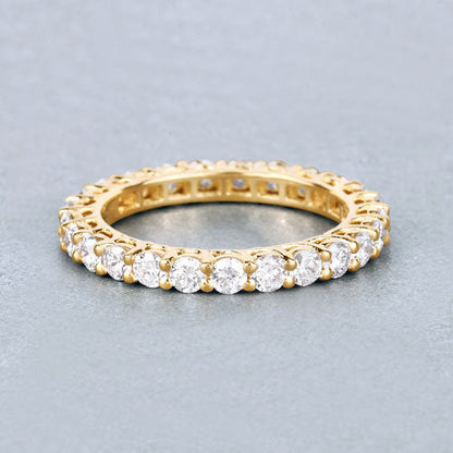 Anillo de oro amarillo de 14K con diamante de laboratorio de 1,50 quilates