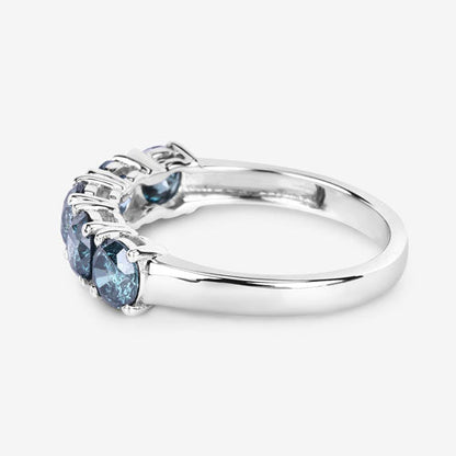 Anillo de oro blanco de 14K con diamante azul auténtico de 1,22 quilates